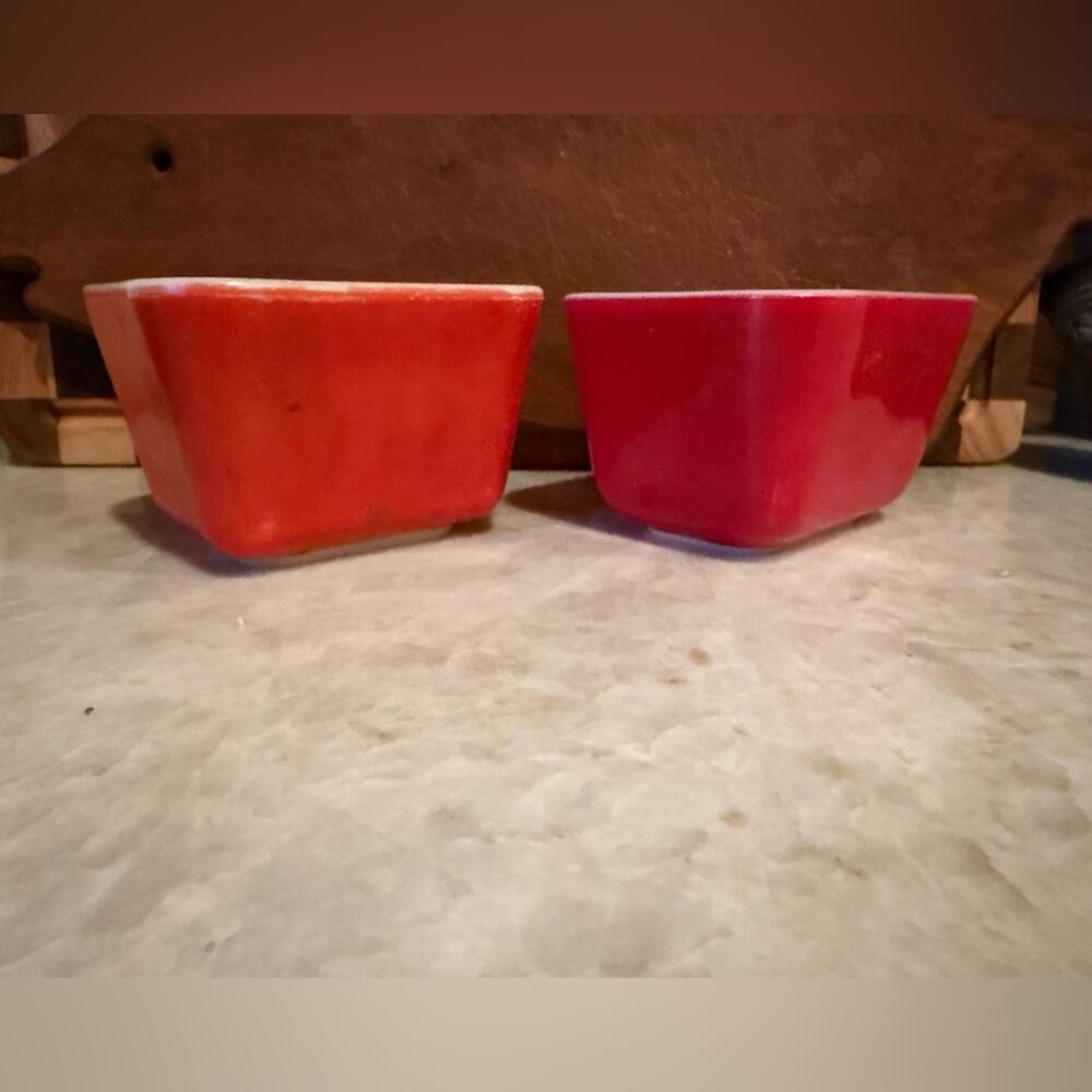 Vintage Pyrex Red refrigerator Dishes no. 51